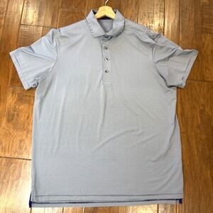 Greyson Polo Shirt Mens XL Blue Stripe Performance Stretch Golf Wolf Logo Preppy